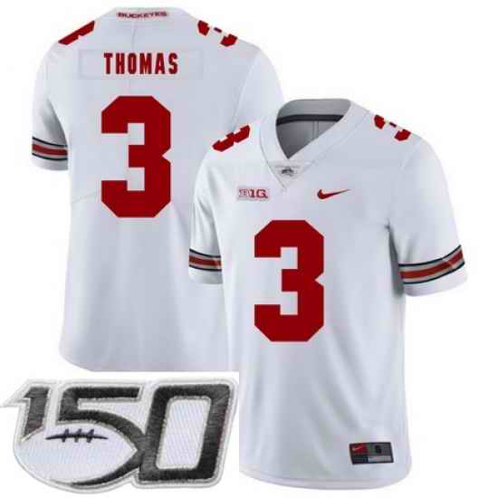Ohio State Buckeyes 3 Michael Thomas White Nike College Football Stitched 150th Anniversary Patch Jersey